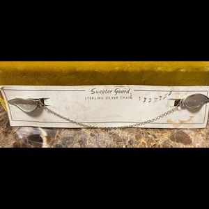 Sweater Guard Leaf Design Sterling Chain